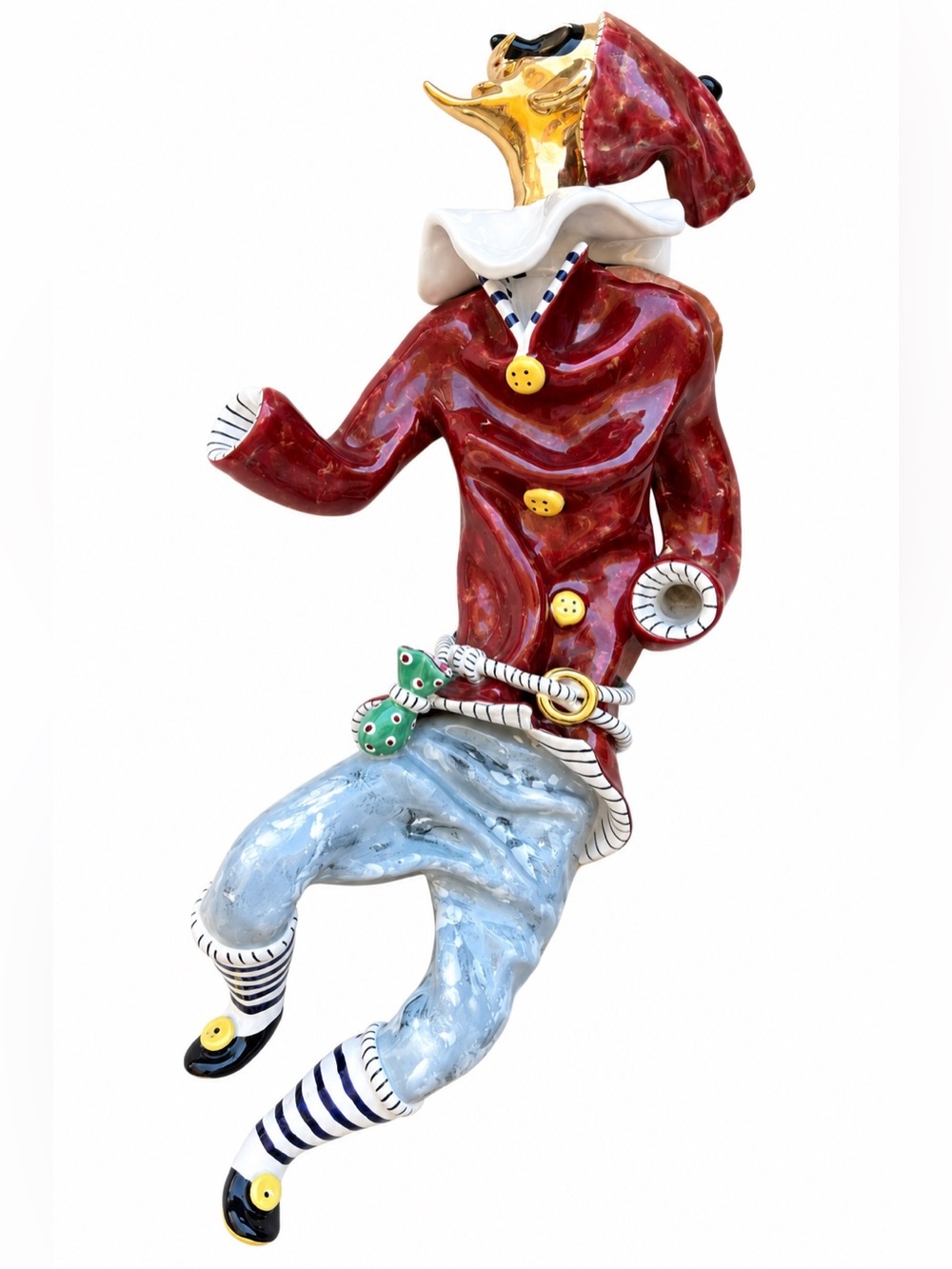 Vintage San Polo Venezia Italy Ceramic Jester Wall Sculpture 22”